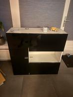 Hoogglans Zwarte Vitrinekast / Bijzetkast / designkast, Ophalen, 100 tot 150 cm, 75 cm of meer, Zo goed als nieuw