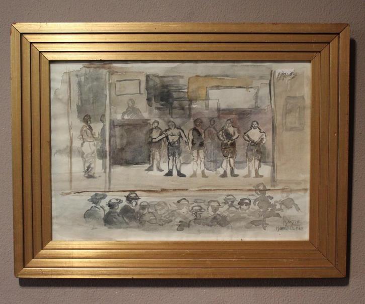 Ingelijste aquarel Martin Monnickendam, Antiek en Kunst, Kunst | Schilderijen | Klassiek, Verzenden