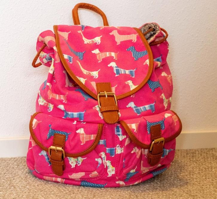 Teckel rugzak fuchsia roze, Sieraden, Tassen en Uiterlijk, Tassen | Rugtassen, Zo goed als nieuw, Ophalen
