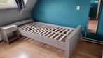 Eenpersoons houten bed - 90x200 - Lichtgrijs, Ophalen, Gebruikt, 90 cm, Eenpersoons