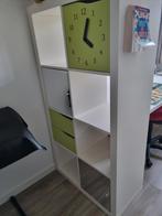 Kallax 2x inzet met lades en deurtje met klok, zgan!, Minder dan 90 cm, Ophalen of Verzenden, Zo goed als nieuw, Minder dan 50 cm