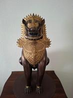 Bronzen Tempelleeuw met Gouden Accenten, Ophalen of Verzenden