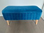Blauw opbergbankje / bijzetkruk op poten, Ophalen, Minder dan 50 cm, Zo goed als nieuw, Stof