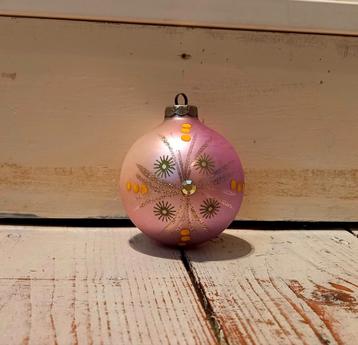 Kerstbal roze met versiering Vintage Retro beschikbaar voor biedingen