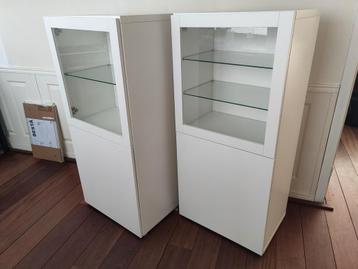 Besta (Ikea) wandmeubels + glazen bovenblad