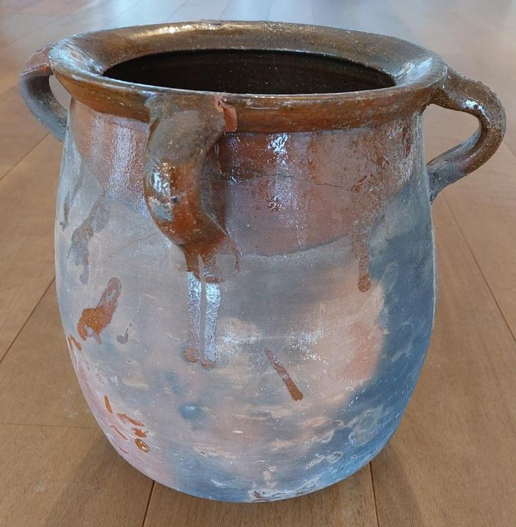 Oude Franse Confitpot of grespot met 4 oren en(druip)glazuur, Antiek en Kunst, Antiek | Keramiek en Aardewerk, Ophalen