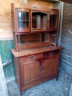 Eiken buffetkast met geslepen glas., Antiek en Kunst, Antiek | Meubels | Kasten, Ophalen