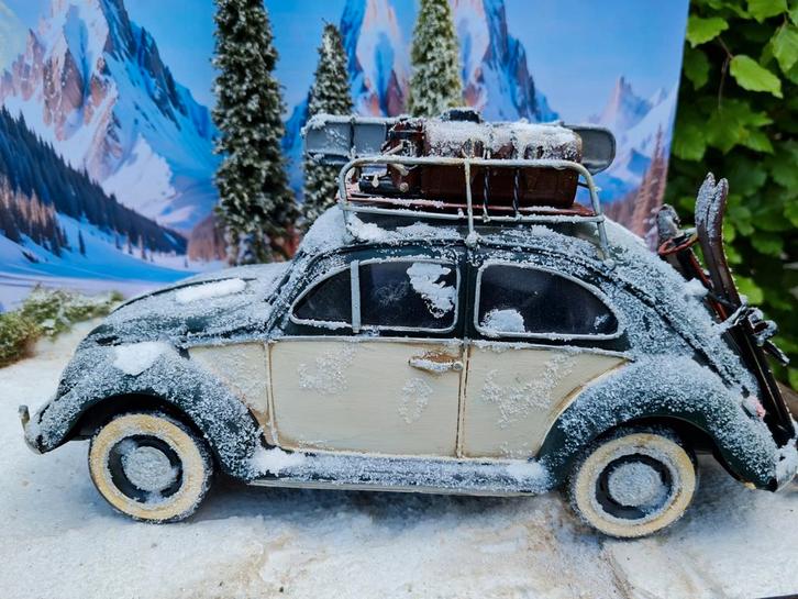 1:12 Diorama van Kever in winters landschap, Hobby en Vrije tijd, Modelbouw | Figuren en Diorama's, Nieuw, Diorama, Groter dan 1:35