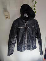 Stoere nep leren jas gevoerd met capuchon C&A maat M dames, Ophalen of Verzenden, Zo goed als nieuw, Maat 38/40 (M), Zwart