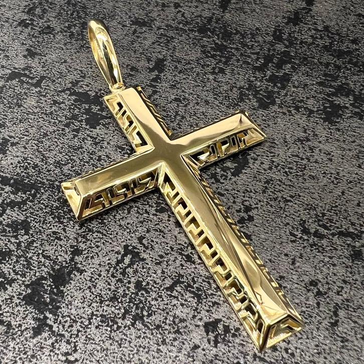 14 karaat gouden kruis kettinghanger nieuw italy, Sieraden, Tassen en Uiterlijk, Kettinghangers, Zo goed als nieuw, Ophalen of Verzenden