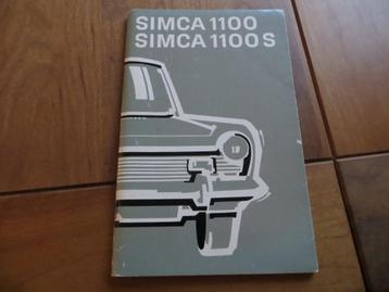 Instructieboek Simca 1100, 1100 S + 1100 Tourist, bestel '74 beschikbaar voor biedingen
