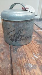 Koektrommel metaal met tekst "met liefde gebakken ", Ophalen of Verzenden, Zo goed als nieuw