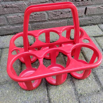 CURVER,Flessenrek,6 flessen,ROOD,1970,kunststof,RETRO,fles beschikbaar voor biedingen