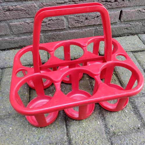 CURVER,Flessenrek,6 flessen,ROOD,1970,kunststof,RETRO,fles, Verzamelen, Retro, Huis en Inrichting, Ophalen of Verzenden