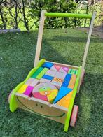 Houten loopwagen met blokken, Kinderen en Baby's, Speelgoed | Houten speelgoed, Ophalen, Gebruikt, Duw- of Trekspeelgoed