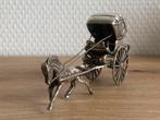 Grote miniatuur Hollands zilveren koets / sjees met menner, Antiek en Kunst, Ophalen of Verzenden