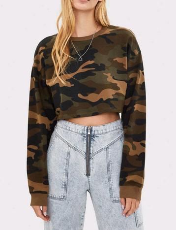 Bershka cropped army sweater maat XS beschikbaar voor biedingen