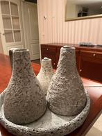 Set van 3 decoratieve vazen, Ophalen, Steen, 50 tot 75 cm, Wit