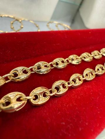 Prachtige 14 kr gouden koffie bonen ketting beschikbaar voor biedingen