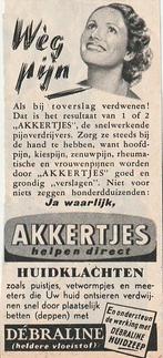 Retro reclame 1953 Akkertjes pijn bij toverslag weg, Verzenden, Overige typen