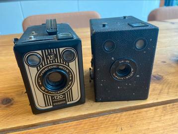 2 vintage camera’s met opbergkoffertje