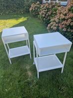 Witte Nachtkastjes - Set van 2, Gebruikt, Minder dan 45 cm, Metaal of Aluminium, Ophalen of Verzenden