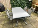 Tuintafel met 4 stoelen, Ophalen, 4 zitplaatsen, Gebruikt, Aluminium