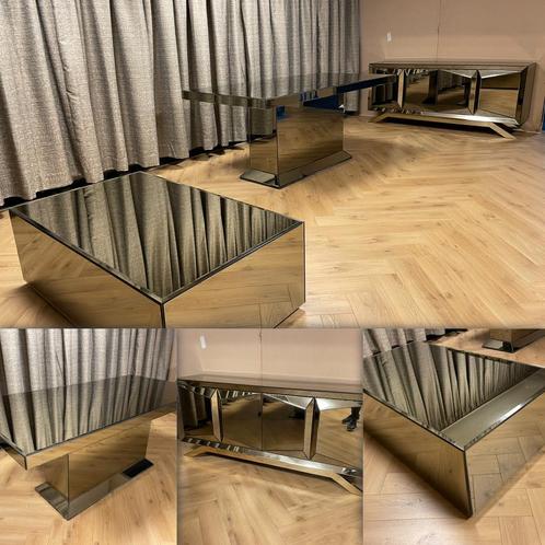 Eettafel salontafel dressoir spiegel sepia glas mirror, Huis en Inrichting, Kasten | Dressoirs, Nieuw, Glas, Ophalen of Verzenden