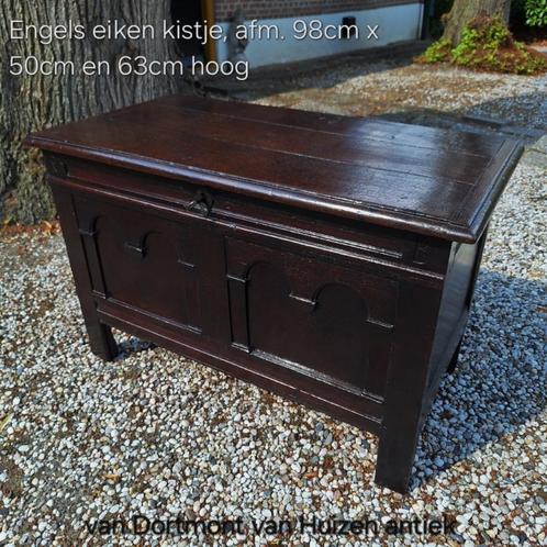 Kleine Engelse eiken kist, Antiek en Kunst, Antiek | Overige Antiek, Ophalen