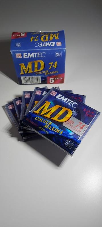 NEW > 5x MiniDisc EMTEC Maxima Color Blue 74 Min beschikbaar voor biedingen