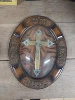 Jezus kruis antiek, kruis achter glas,  reliek, Antiek en Kunst, Antiek | Religie, Ophalen of Verzenden