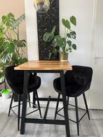 Hoge tafel en barstoelen, Huis en Inrichting, Tafels | Eettafels, Ophalen, Overige materialen, 100 tot 150 cm, Vierkant
