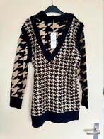 Lange trui/jurk beige met zwart one size nog nieuw, Ophalen of Verzenden, Nieuw, Maat 42/44 (L), Zwart