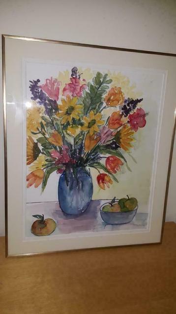 Te koop handgeschilderd schilderij compleet met lijst beschikbaar voor biedingen