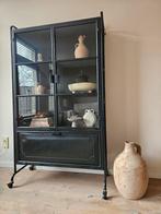 Stalen industriële, vintage vitrinekast, Huis en Inrichting, Kasten | Vitrinekasten, Ophalen, Gebruikt, 100 tot 150 cm, Met deur(en)