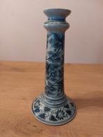 Vintage kaarsenstandaard blauw bloemdesign 25 cm, Ophalen of Verzenden