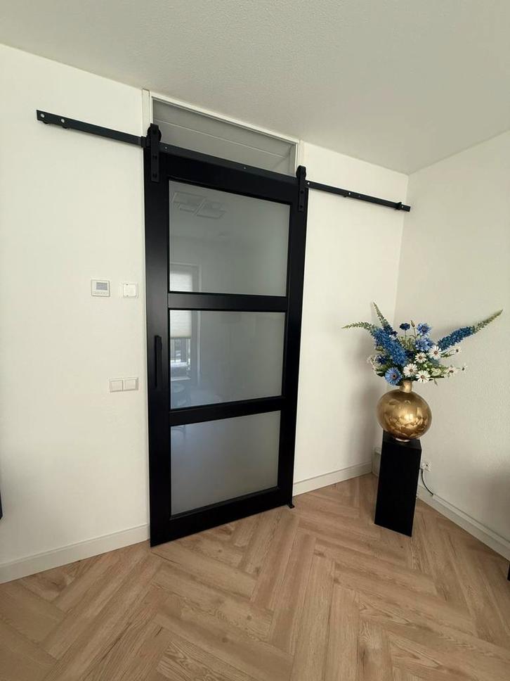Zwart houten schuifdeur, Doe-het-zelf en Verbouw, Deuren en Horren, Nieuw, Binnendeur, 215 cm of meer, 100 tot 120 cm, Hout, Schuifdeur