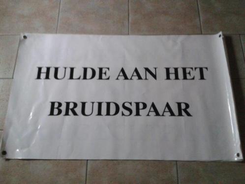 Spandoek voor huwelijksfeest te huur, Hobby en Vrije tijd, Feestartikelen | Verhuur, Zo goed als nieuw, Geboorte of Huwelijk, Ophalen