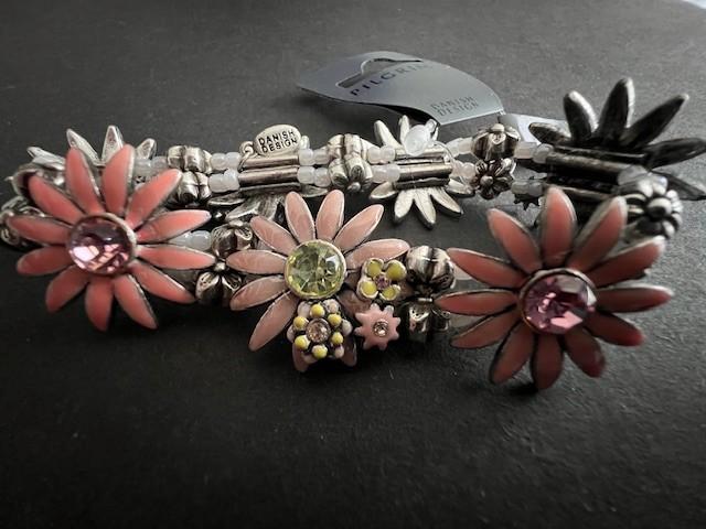 NIEUW PILGRIM Daisy armband pastelrozeoranje 324812, Sieraden, Tassen en Uiterlijk, Armbanden, Nieuw, Overige materialen, Zilver