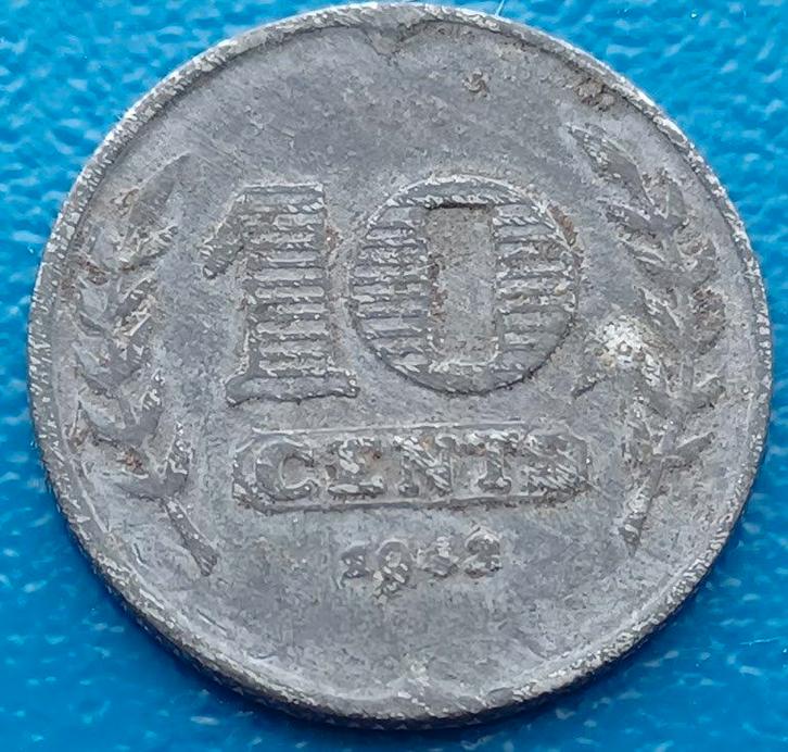 10 cent 1942 Zink - Wilhelmina, Postzegels en Munten, Munten | Nederland, Losse munt, 10 cent, Koningin Wilhelmina, Verzenden