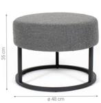 Te koop: Ronde moderne poef met zwart metalen frame, Ophalen, Minder dan 50 cm, Rond, Minder dan 50 cm