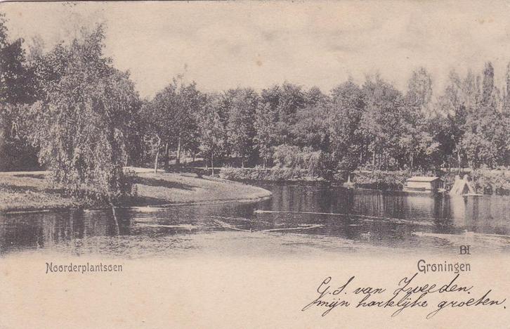 16814  Groningen Noorderplantsoen zeer oude mooie kaart 1904, Verzamelen, Ansichtkaarten | Nederland, Gelopen, Groningen, Voor 1920