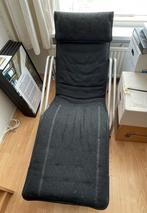 Ligfauteuil zwart stof, Huis en Inrichting, Fauteuils, Ophalen, Zo goed als nieuw, Metaal, 150 cm of meer