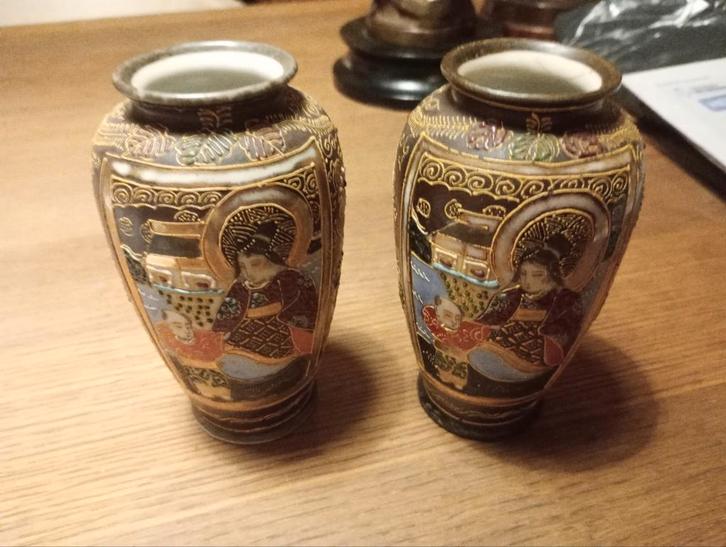 Twee Satsuma Vaasjes, Antiek en Kunst, Antiek | Vazen, Ophalen of Verzenden