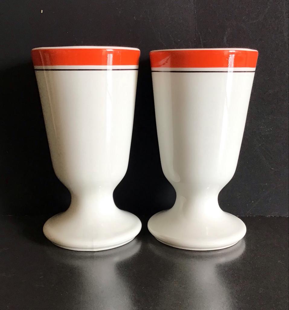 2 retro Franse bistro mazagrans bekers van PILLIVUYT, Ophalen of Verzenden