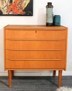 Eiken jaren 60 mid century design ladekast Deens, Huis en Inrichting, Kasten | Ladekasten, Gebruikt, -, -, 3 of 4 laden