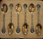 Mappin and Webb art nouveau zilver en emaille lepeltjes TOP, Antiek en Kunst, Verzenden, Zilver