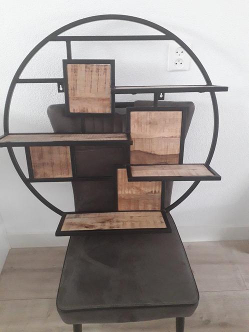 ZGAN  DECO ZWART/METALEN WANDREK/ MANGOHOUT 80 CM, Huis en Inrichting, Woonaccessoires | Wandplanken en Boekenplanken, Zo goed als nieuw