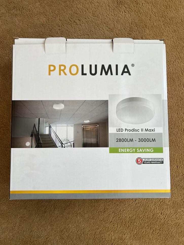 Prolumia led wand / plafond lamp met nood functie, rond 40cm, Huis en Inrichting, Lampen | Plafondlampen, Nieuw, Ophalen