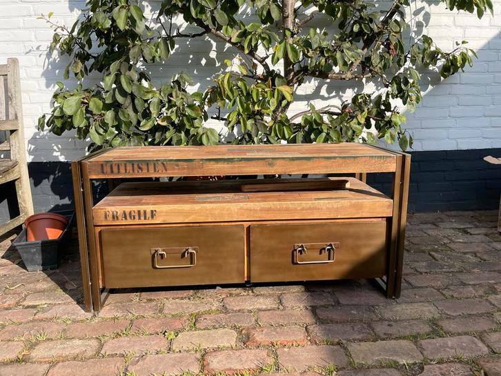 Tv-meubel / Ladenkastje - Industrieel Design, Huis en Inrichting, Kasten | Televisiemeubels, Gebruikt, 50 tot 100 cm, 25 tot 50 cm